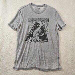 Def Leppard Lucky Brand T Shirt Women's Large‎ Hysteria Gray Band Tee 80s Edgy